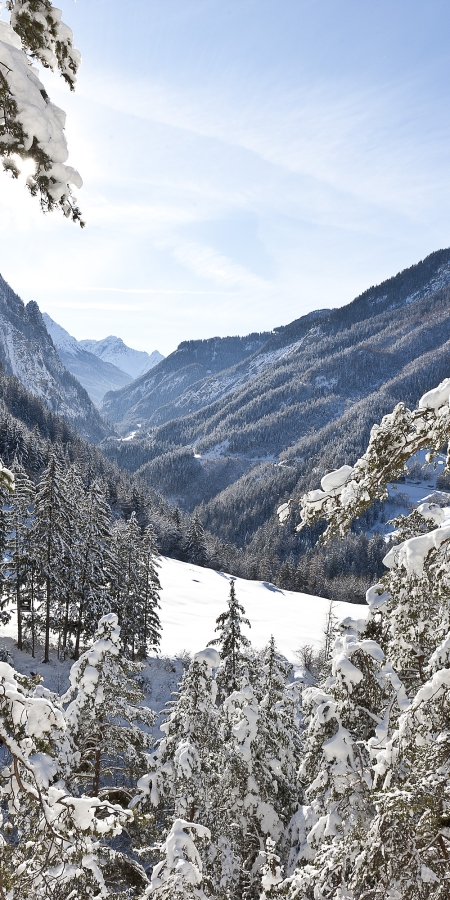Winterlandschaft Samnaun, Schweiz.