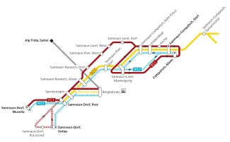 Das Liniennetz im Samnauntal.