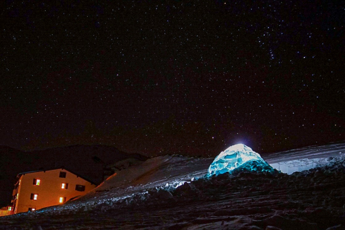 Heidelberger Hütte bei Samnaun bei Nacht Heidelberger Hütte bei Samnaun bei Nacht